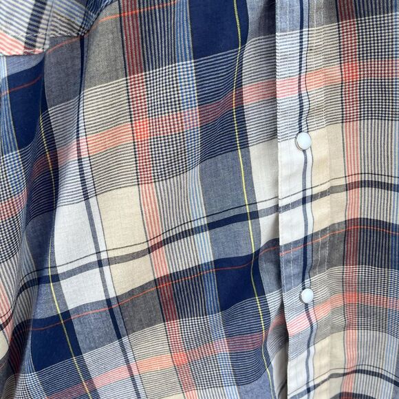 Mens 70s Levis Plaid Pearl Snap in Large Blue and Pink Western Shirt - Picture 8 of 9